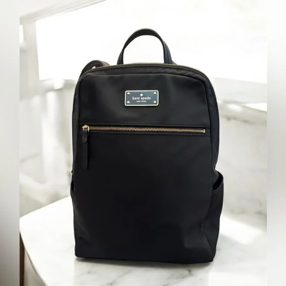 Kate Spade Black Backpack with Gold Hardware Spade Flower Quilted Fabric Small Backpack | Kate Spade NL main image 3